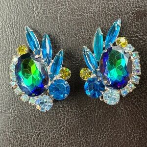 Vintage Juliana Watermelon Art clip earrings